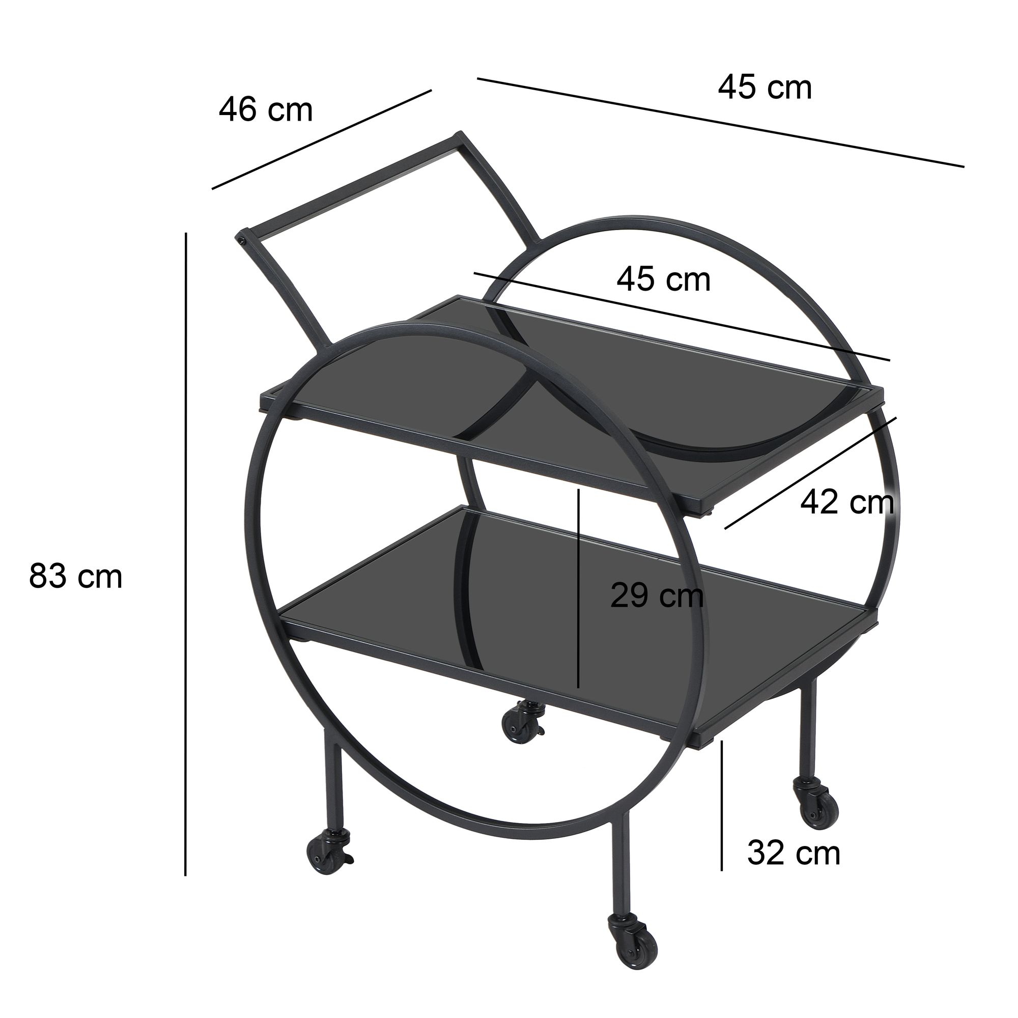 FineBuy Design Servierwagen mit Rollen & Bremse, 2 offenen Ebenen mit schwarzem Glas, Barwagen, Teewagen, Rollwagen Multifunktional, Küchenwagen für Esszimmer, Küche, Bar | Farbe: Schwarz FineBuy Design Servierwagen mit Rollen & Bremse, 2 offenen Ebenen mit schwarzem Glas, Barwagen, Teewagen, Rollwagen Multifunktional, Küchenwagen für Esszimmer, Küche, Bar | Farbe: Schwarz