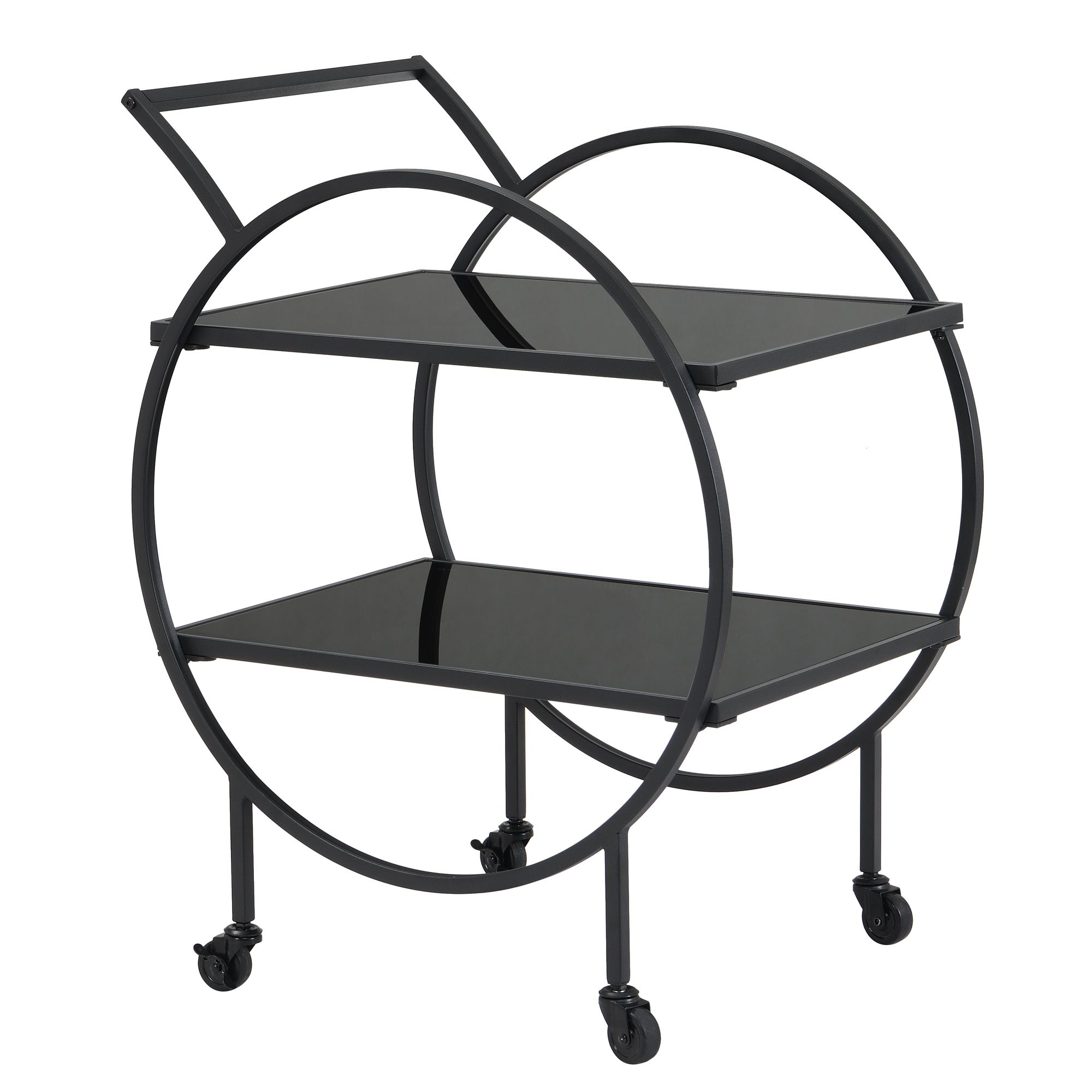 FineBuy Design Servierwagen mit Rollen & Bremse, 2 offenen Ebenen mit schwarzem Glas, Barwagen, Teewagen, Rollwagen Multifunktional, Küchenwagen für Esszimmer, Küche, Bar | Farbe: Schwarz FineBuy Design Servierwagen mit Rollen & Bremse, 2 offenen Ebenen mit schwarzem Glas, Barwagen, Teewagen, Rollwagen Multifunktional, Küchenwagen für Esszimmer, Küche, Bar | Farbe: Schwarz