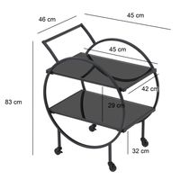 Servierwagen FineBuy Barwagen Metall Schwarz Glas Rollwagen 2 Etagen Rollen – Ansicht 3