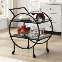 Servierwagen FineBuy Barwagen Metall Schwarz Glas Rollwagen 2 Etagen Rollen – Ansicht 1