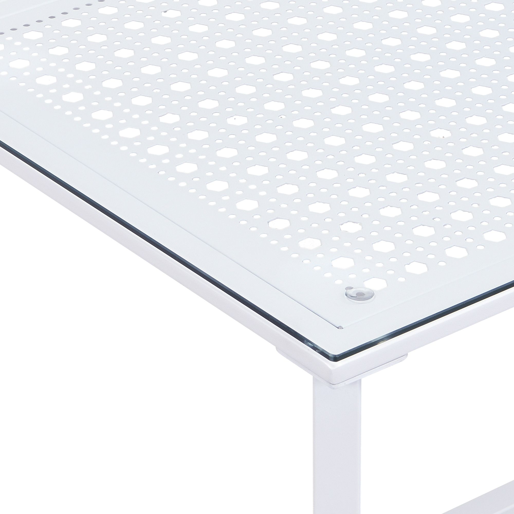 FineBuy Couchtisch Glas Metall 100 cm, Rechteckiger Wohnzimmertisch Modern mit Glasplatte & Metallgestell, Sofatisch im Industrial Design für Wohnzimmer | Farbe: Weiß