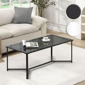 FineBuy Couchtisch Glas Metall 100 cm, Rechteckiger Wohnzimmertisch Modern mit Glasplatte & Metallgestell, Sofatisch im Industrial Design für Wohnzimmer