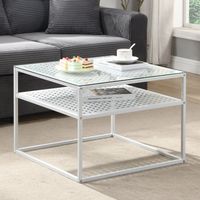 Couchtisch FineBuy Glas Metall 60 cm Quadratisch Wohnzimmertisch Ablage Modern – Ansicht 1