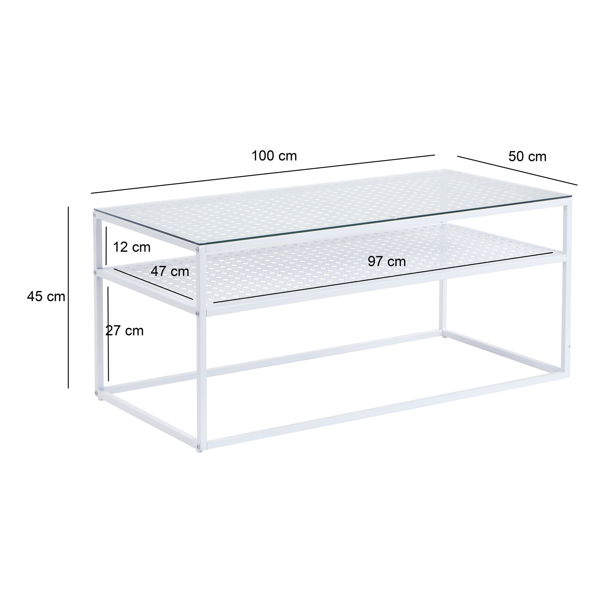 FineBuy Couchtisch Glas Rechteckig 100 cm, Moderner Wohnzimmertisch mit Metallgestell & Ablage im Industrial Design, Sofatisch mit Glasplatte | Farbe: Schwarz