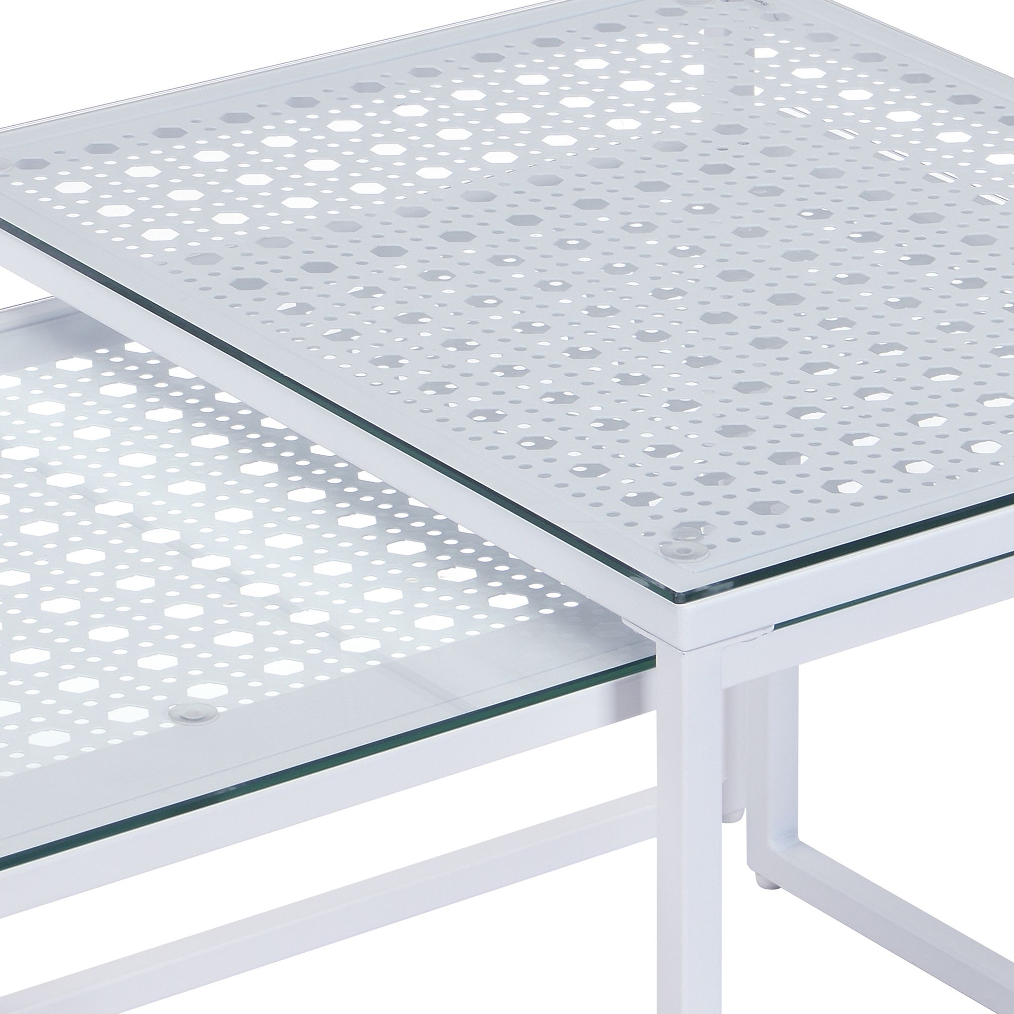 FineBuy Satztisch Glas Metall 2er Set Modern Couchtisch, Design Sofatisch Platzsparend, Wohnzimmertisch Kaffeetisch Rechteckig & Quadratisch | Farbe: Schwarz