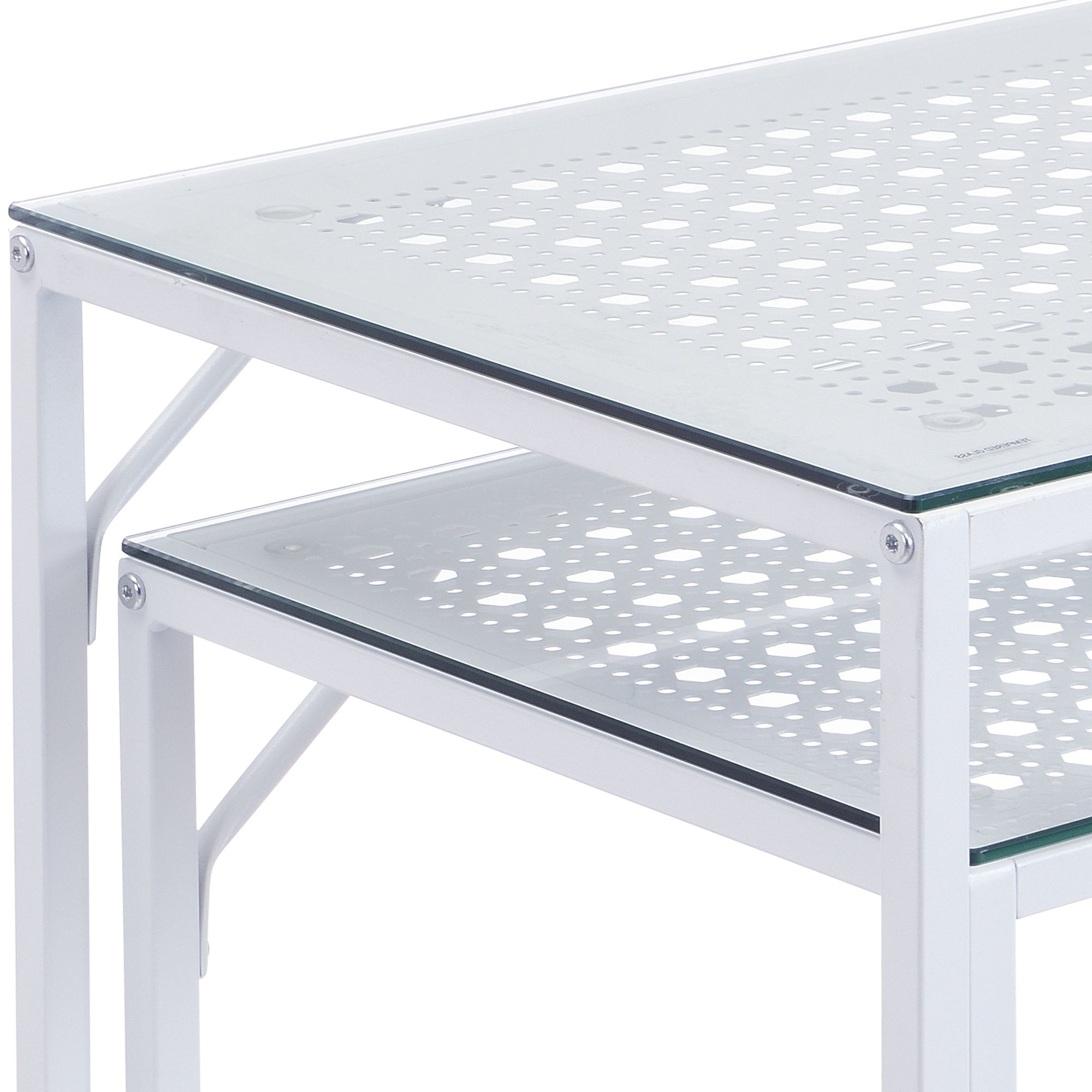 FineBuy Konsolentisch Set 2er Metall mit Glasplatte, Moderne Dekotische für Flur Wohnzimmer, Schmale Ablagetische im Industrial Design, platzsparend und ineinander schiebbar | Farbe: Schwarz