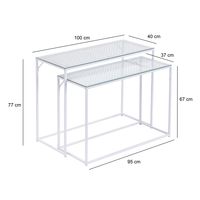2er Set Konsolentische FineBuy Flurtische Metall Glasplatte Modern Industrial – Ansicht 3