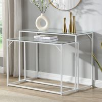 2er Set Konsolentische FineBuy Flurtische Metall Glasplatte Modern Industrial – Ansicht 1