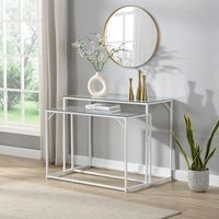 2er Set Konsolentische FineBuy Flurtische Metall Glasplatte Modern Industrial – Ansicht 2