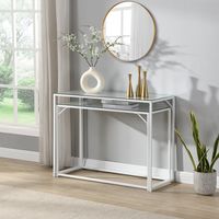 2er Set Konsolentische FineBuy Flurtische Metall Glasplatte Modern Industrial – Ansicht 4