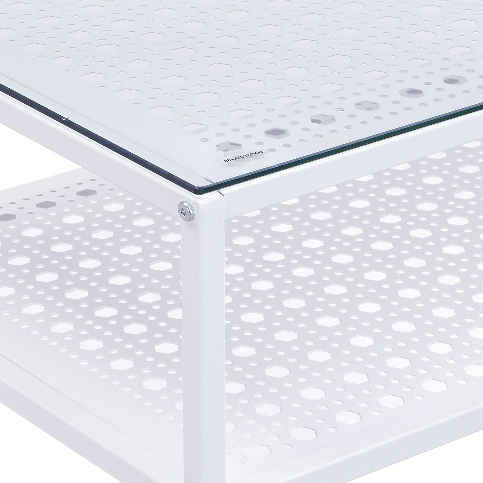 FineBuy Konsolentisch Glas Metall 80x40x77 cm Flurtisch Schmal, Ablagetisch Eingangsbereich mit Glasplatte & Metallgestell, Design Glastisch mit Ablage | Farbe: Weiß