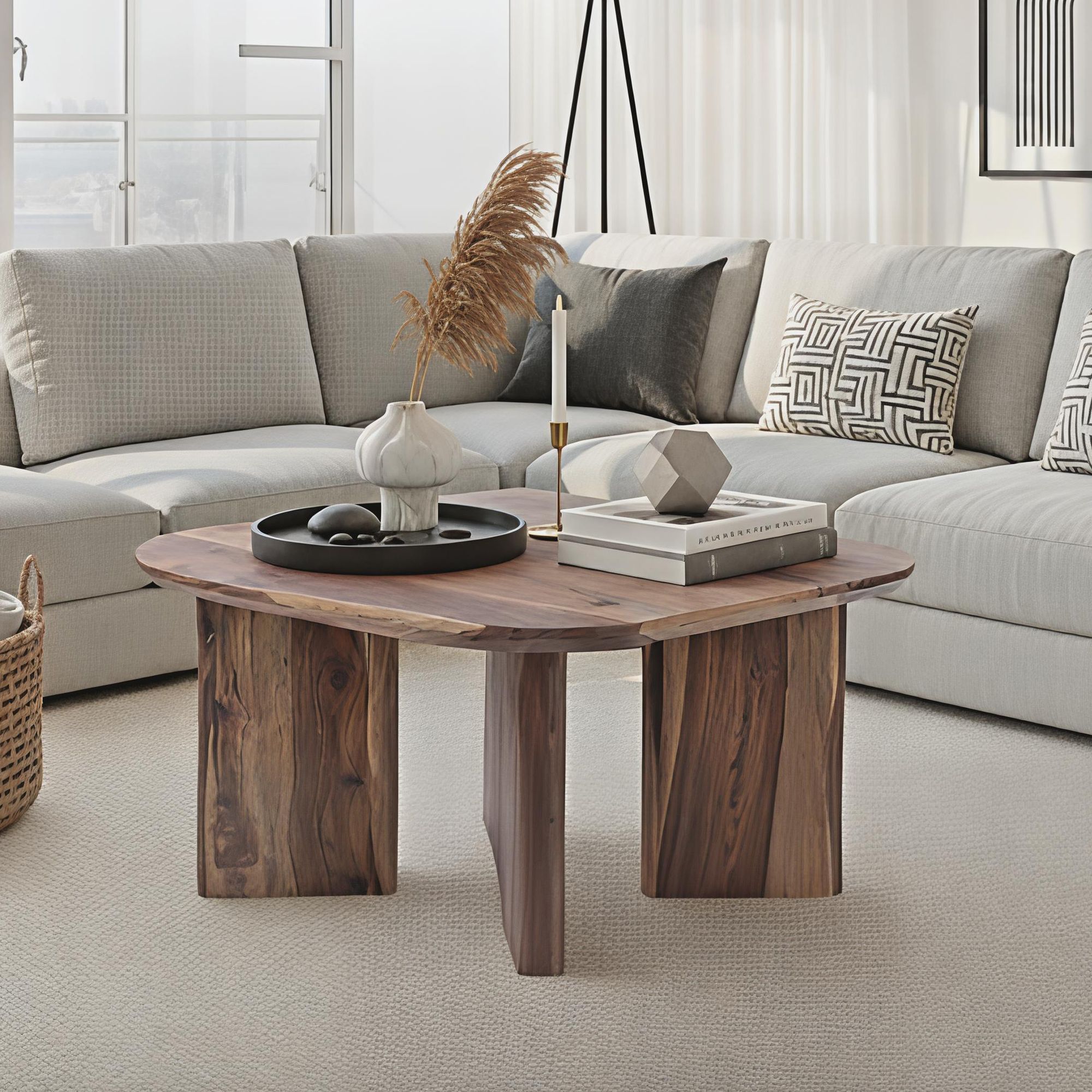 FineBuy Couchtisch Sheesham Massivholz 60cm quadratisch – Handgefertigter Wohnzimmertisch aus Echtholz mit abgerundeten Kanten im modernen Design | Farbe: Braun