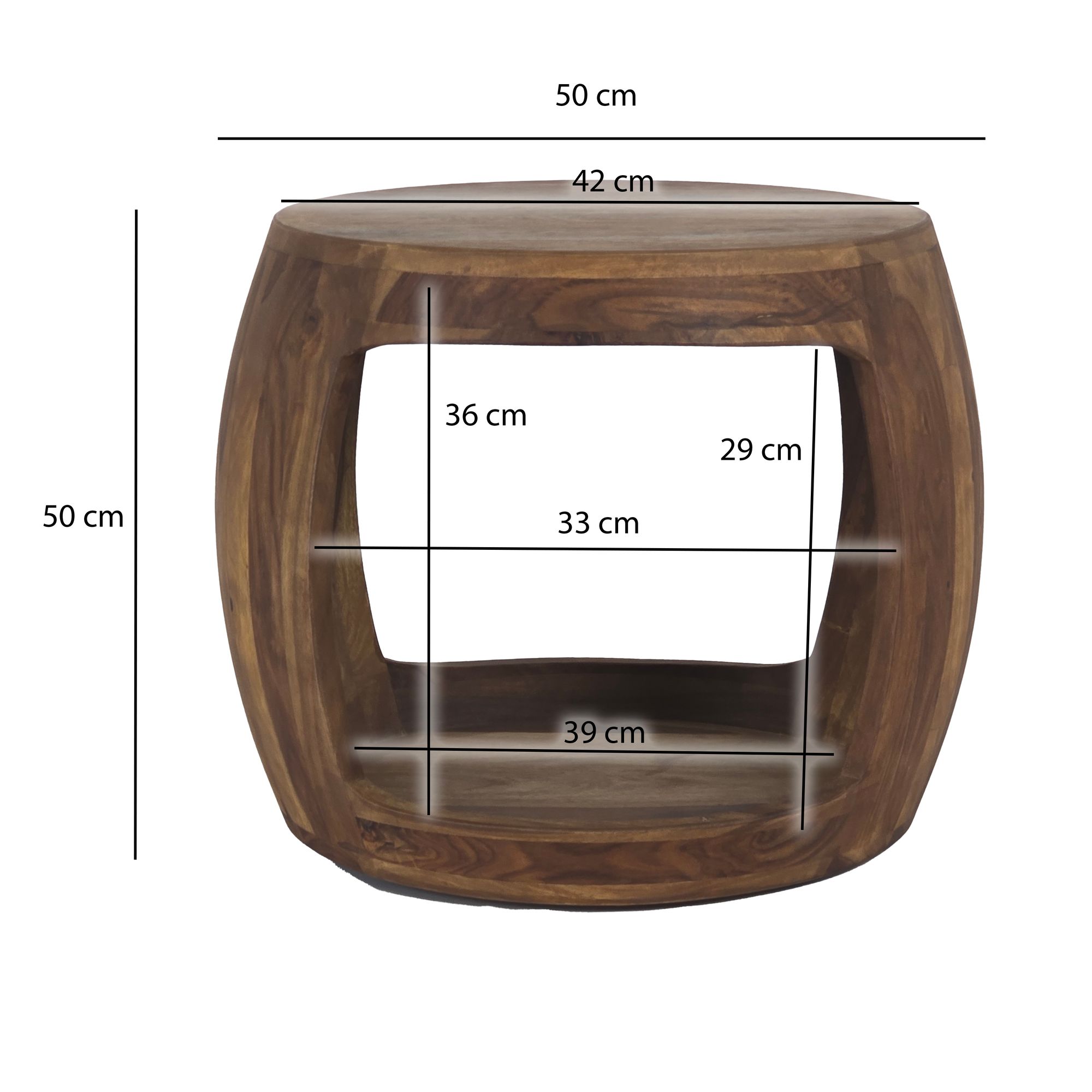FineBuy Beistelltisch Ø 50cm Sheesham Massivholz rund mit Ablagefach – Couchtisch Echtholz handgefertigt, Wohnzimmertisch im Naturdesign | Farbe: Braun FineBuy Beistelltisch Ø 50cm Sheesham Massivholz rund mit Ablagefach – Couchtisch Echtholz handgefertigt, Wohnzimmertisch im Naturdesign | Farbe: Braun