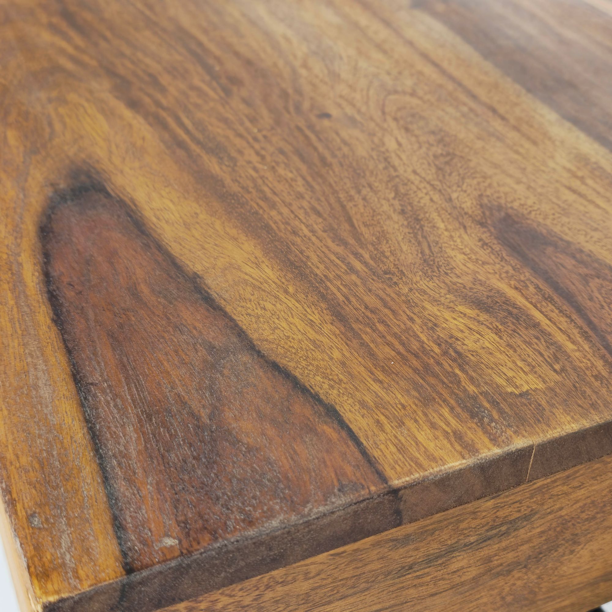 FineBuy Couchtisch Sheesham Massivholz rechteckig 120cm · Wohnzimmertisch mit Metallgestell · Handgefertigter Sofatisch im modernen Industrial Design mit stabiler Tischplatte | Farbe: Braun