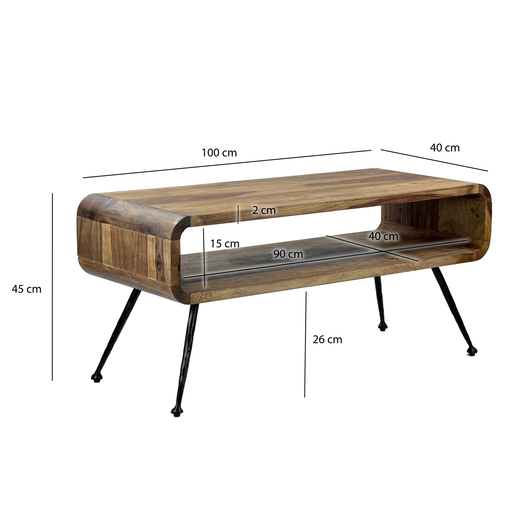 FineBuy Retro Couchtisch Sheesham Massivholz 100cm · Wohnzimmertisch rechteckig mit Ablagefach · Handgefertigter Sofatisch aus Holz mit Metallbeinen im Industrial Design | Farbe: Braun FineBuy Retro Couchtisch Sheesham Massivholz 100cm · Wohnzimmertisch rechteckig mit Ablagefach · Handgefertigter Sofatisch aus Holz mit Metallbeinen im Industrial Design | Farbe: Braun