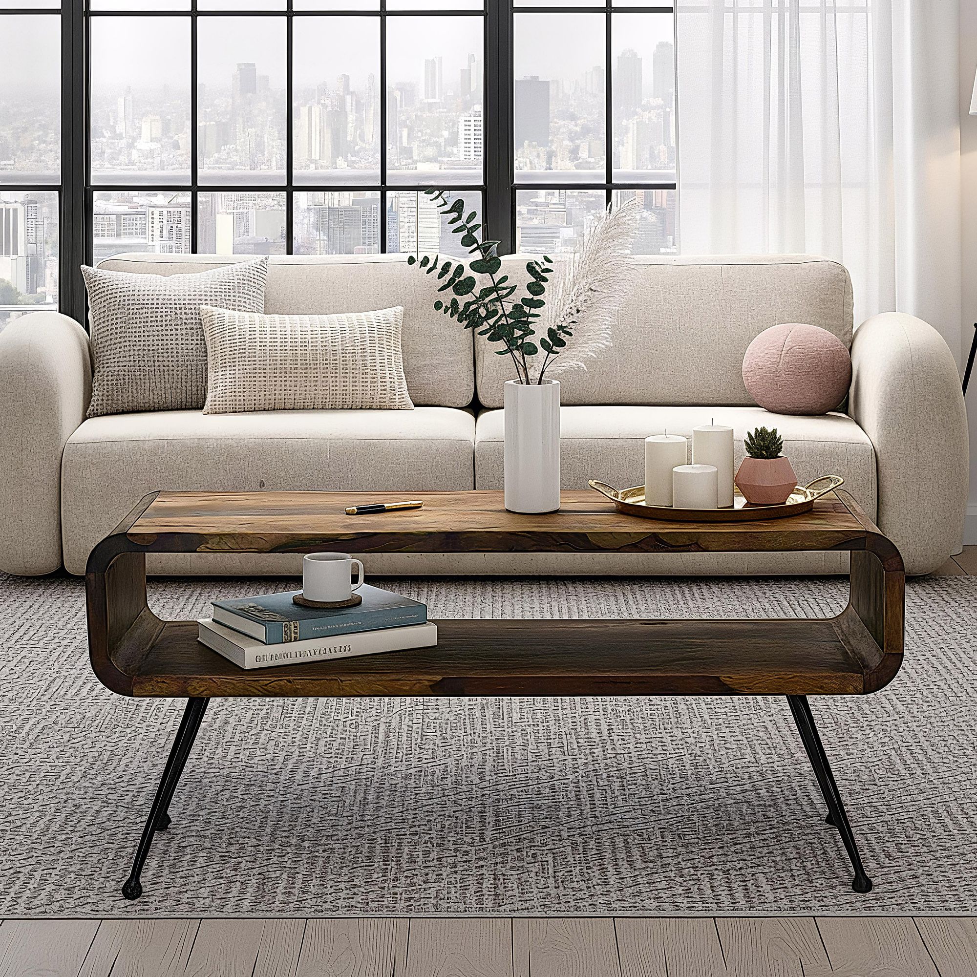 FineBuy Retro Couchtisch Sheesham Massivholz 100cm · Wohnzimmertisch rechteckig mit Ablagefach · Handgefertigter Sofatisch aus Holz mit Metallbeinen im Industrial Design | Farbe: Braun FineBuy Retro Couchtisch Sheesham Massivholz 100cm · Wohnzimmertisch rechteckig mit Ablagefach · Handgefertigter Sofatisch aus Holz mit Metallbeinen im Industrial Design | Farbe: Braun