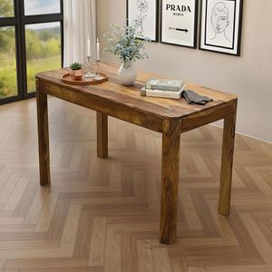 FineBuy Esstisch Sheesham Massivholz 120cm für bis zu 6 Personen · Rechteckiger Küchentisch im modernen Design · Handgefertigter Holztisch mit abgerundeten Kanten für Esszimmer oder Küche