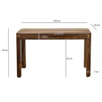 Esstisch Sheesham Massivholz 120cm Rechteckiger Esszimmertisch Küchentisch – Ansicht 3