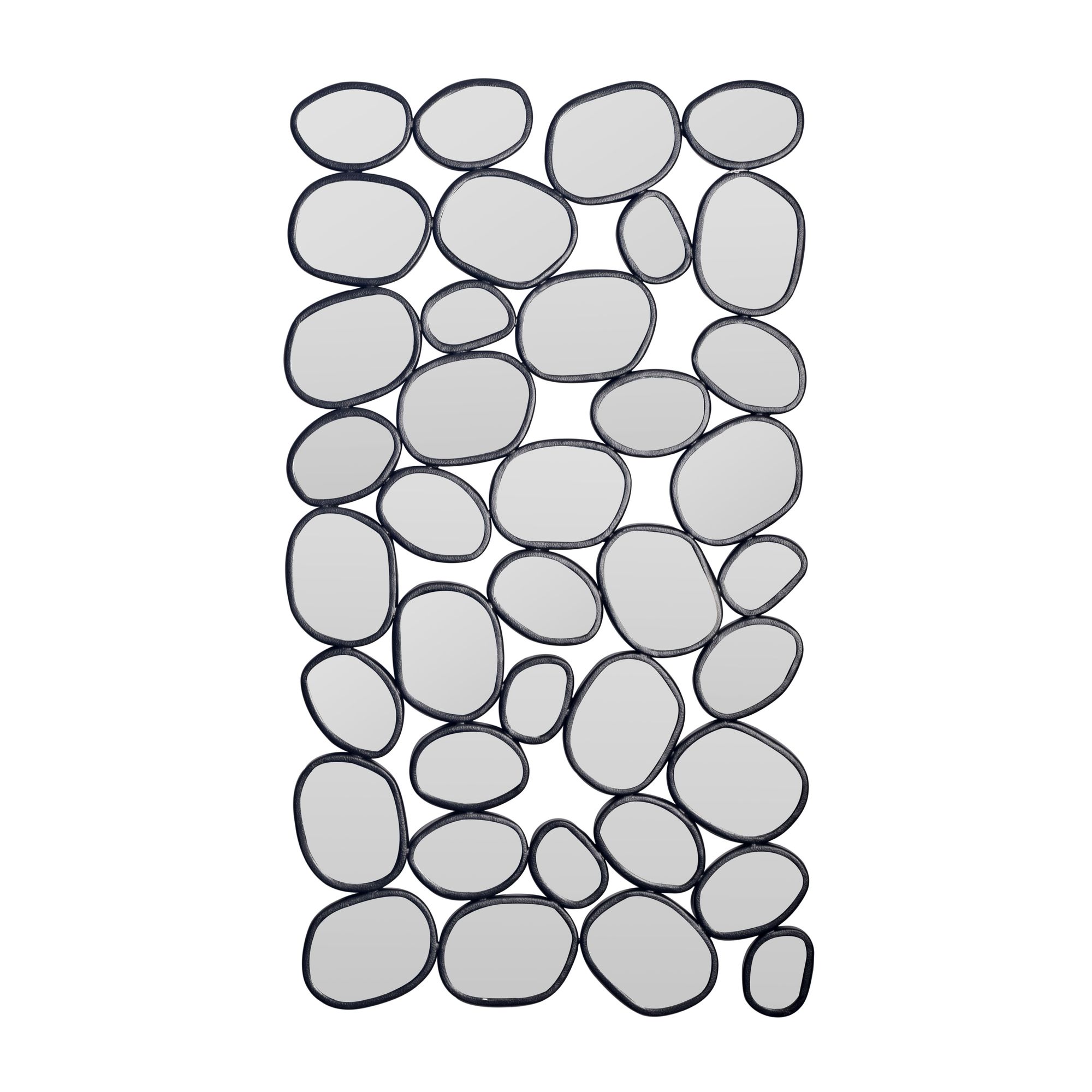 FineBuy Design Wandspiegel 80x120 cm mit Metallrahmen mit Tropfen in organischer Form - Spiegel für Wohnzimmer, Schlafzimmer & Flur - Dekospiegel - Wanddeko | Farbe: Schwarz