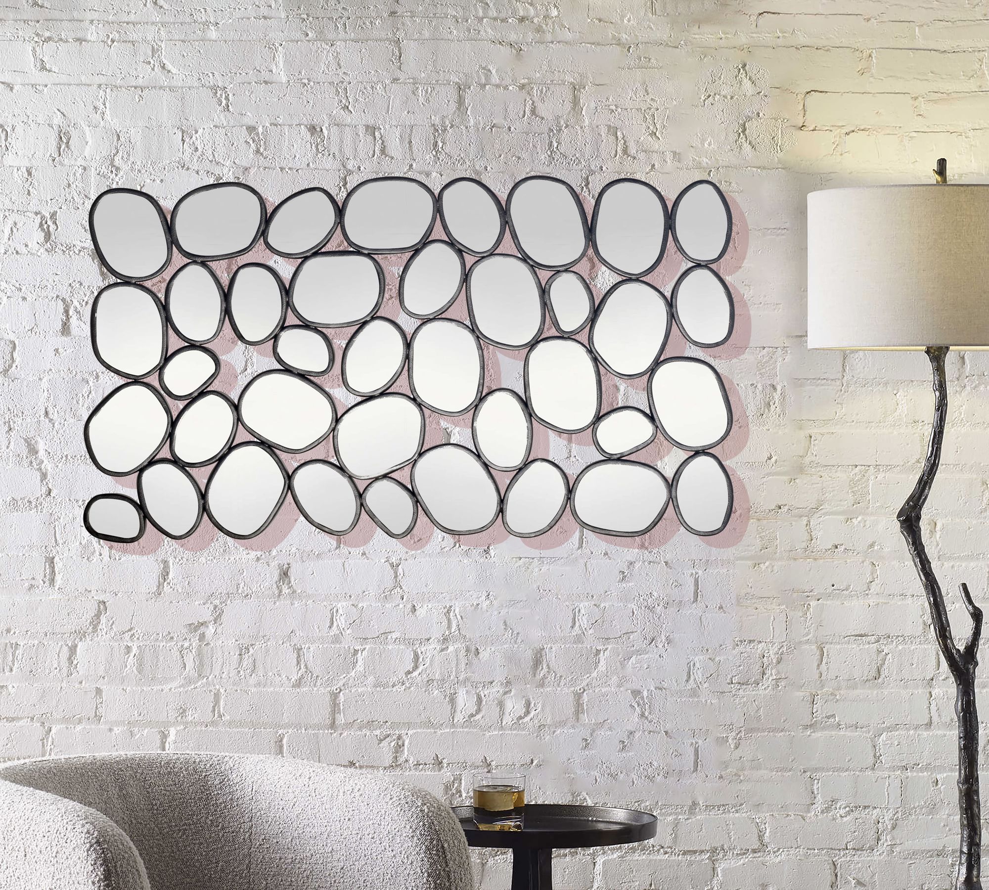 FineBuy Design Wandspiegel 80x120 cm mit Metallrahmen mit Tropfen in organischer Form - Spiegel für Wohnzimmer, Schlafzimmer & Flur - Dekospiegel - Wanddeko | Farbe: Schwarz