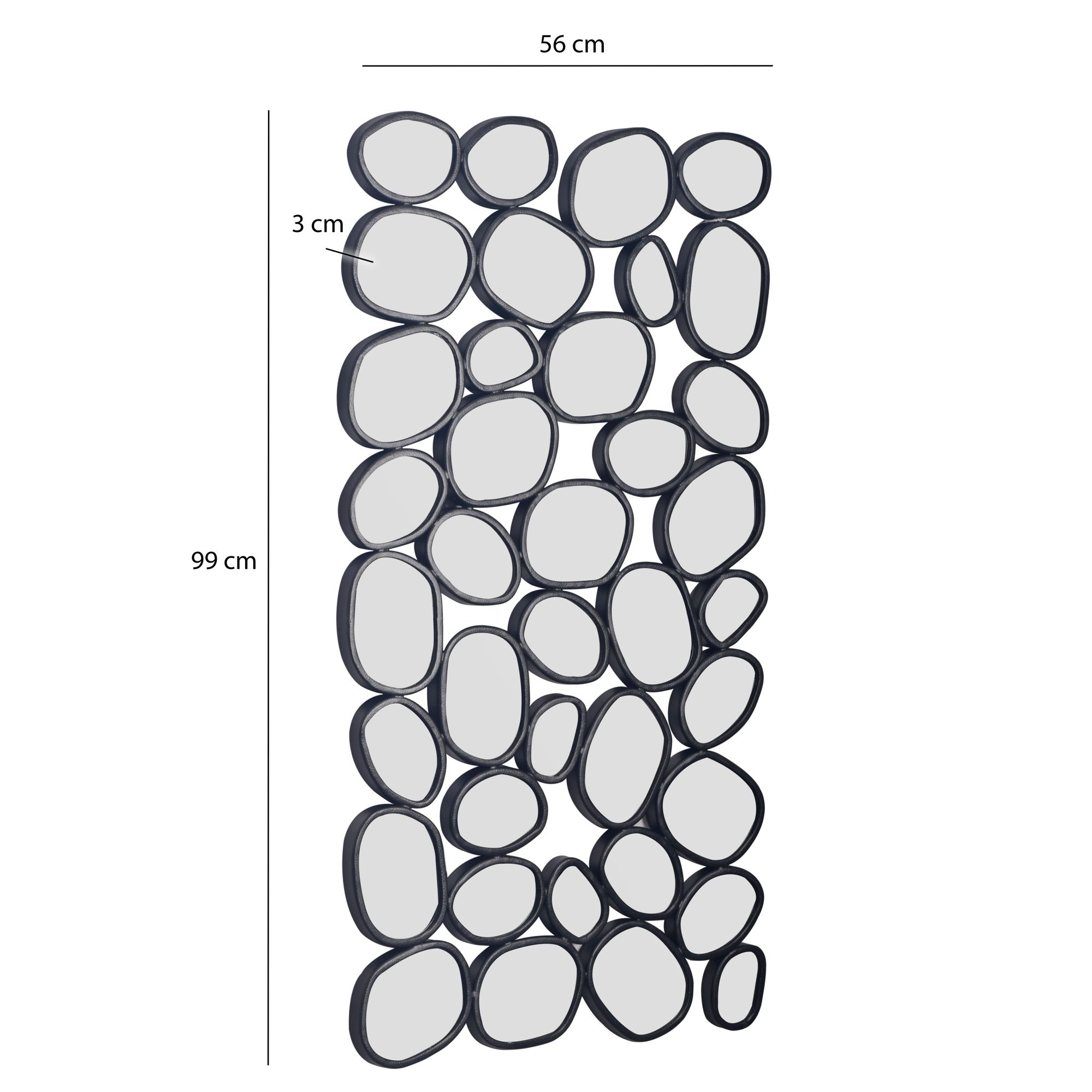 FineBuy Design Wandspiegel 80x120 cm mit Metallrahmen mit Tropfen in organischer Form - Spiegel für Wohnzimmer, Schlafzimmer & Flur - Dekospiegel - Wanddeko | Farbe: Schwarz