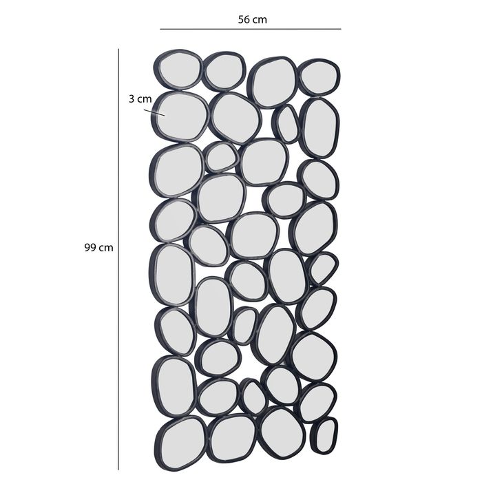 Wandspiegel 56x99 cm Glas Metallrahmen schwarz modern Design Tropfen Spiegel – Maßzeichnung