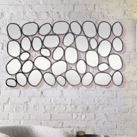 Wandspiegel 56x99 cm Glas Metallrahmen schwarz modern Design Tropfen Spiegel – Ansicht 1