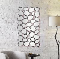 Wandspiegel 56x99 cm Glas Metallrahmen schwarz modern Design Tropfen Spiegel – Ansicht 4