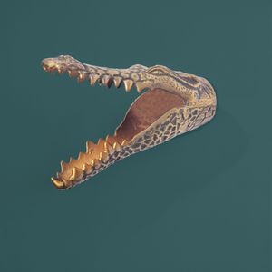 FineBuy goldene Wanddeko Krokodil Gold Metall - Krokodil-Skulptur Handmade - Handgefertigte Dekoration für die Wand aus Alu - Wandskulptur Aluminium - Tierdeko