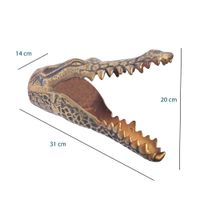 Wanddekoration Krokodil Aluminium 31 cm Wandobjekt goldfarben modern Tiermotiv – Ansicht 3