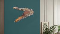 Wanddekoration Krokodil Aluminium 31 cm Wandobjekt goldfarben modern Tiermotiv – Ansicht 2