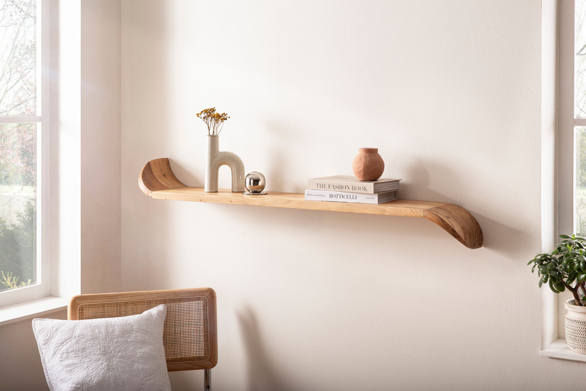 FineBuy Wandregal Mango Massivholz · Hängeregal mit geschwungenen Enden · Handgefertigtes Schwebendes Regal im modernen Design · Regalbrett aus Echtholz | Farbe: Braun FineBuy Wandregal Mango Massivholz · Hängeregal mit geschwungenen Enden · Handgefertigtes Schwebendes Regal im modernen Design · Regalbrett aus Echtholz | Farbe: Braun