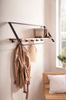 Wandgarderobe Akazie Massivholz Metall 100cm Hängegarderobe Industrial Baumkante – Ansicht 2