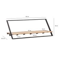 Wandgarderobe Akazie Massivholz Metall 100cm Hängegarderobe Industrial Baumkante – Ansicht 3