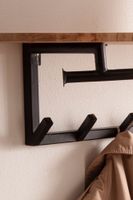 Wandgarderobe Akazie Massivholz 100cm Metall Garderobe mit Ablage Industrial – Ansicht 5