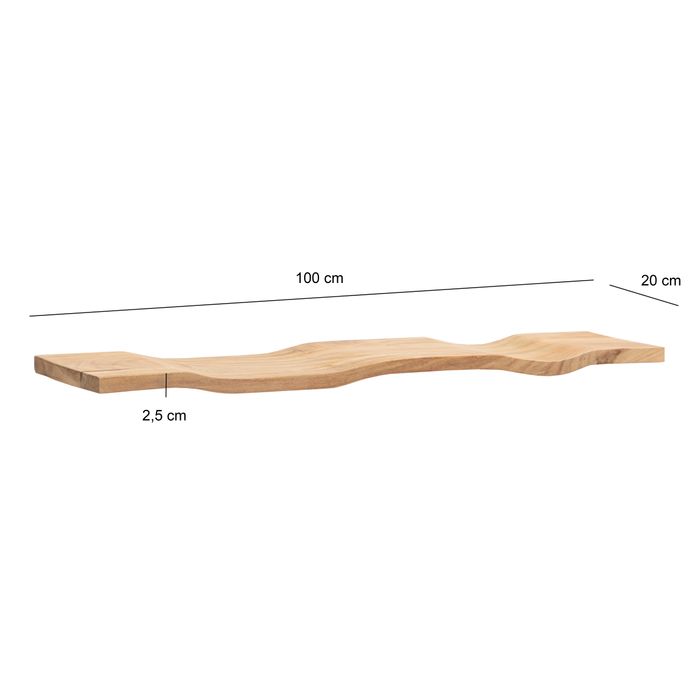 Wandregal Akazie Massivholz Holzregal Wandboard Regal Wellenform Massiv Modern – Maßzeichnung