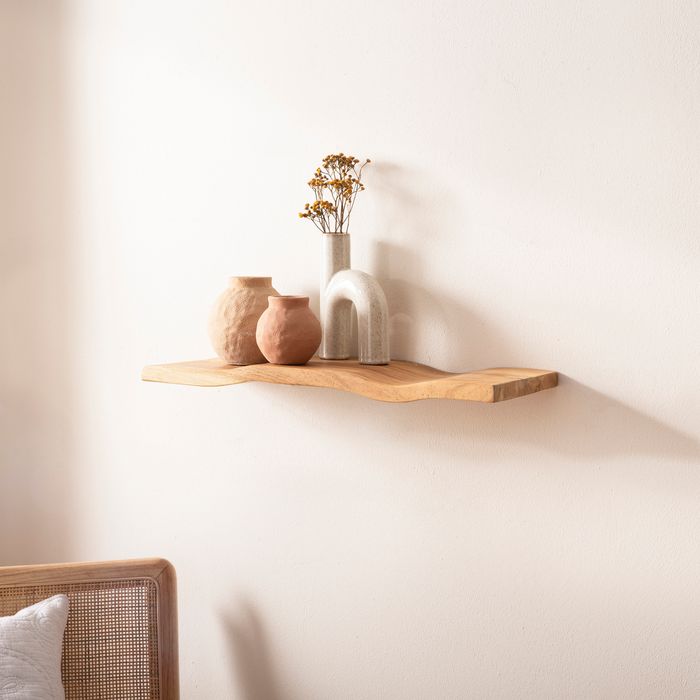 Wandregal Akazie Massivholz Holzregal Wandboard Regal Wellenform Massiv Modern