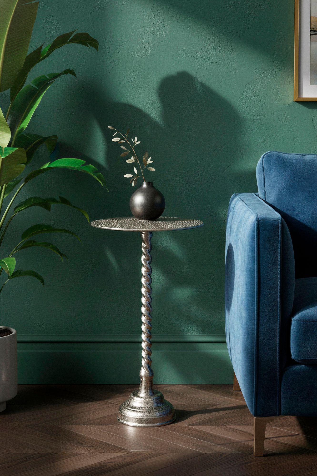 FineBuy Beistelltisch Aluminium 28cm - Kleiner runder Anstelltisch aus Metall silber - Design Wohnzimmertisch - Dekotisch - Couchtisch - Metalltisch Handmade pflegeleicht | Farbe: Silber