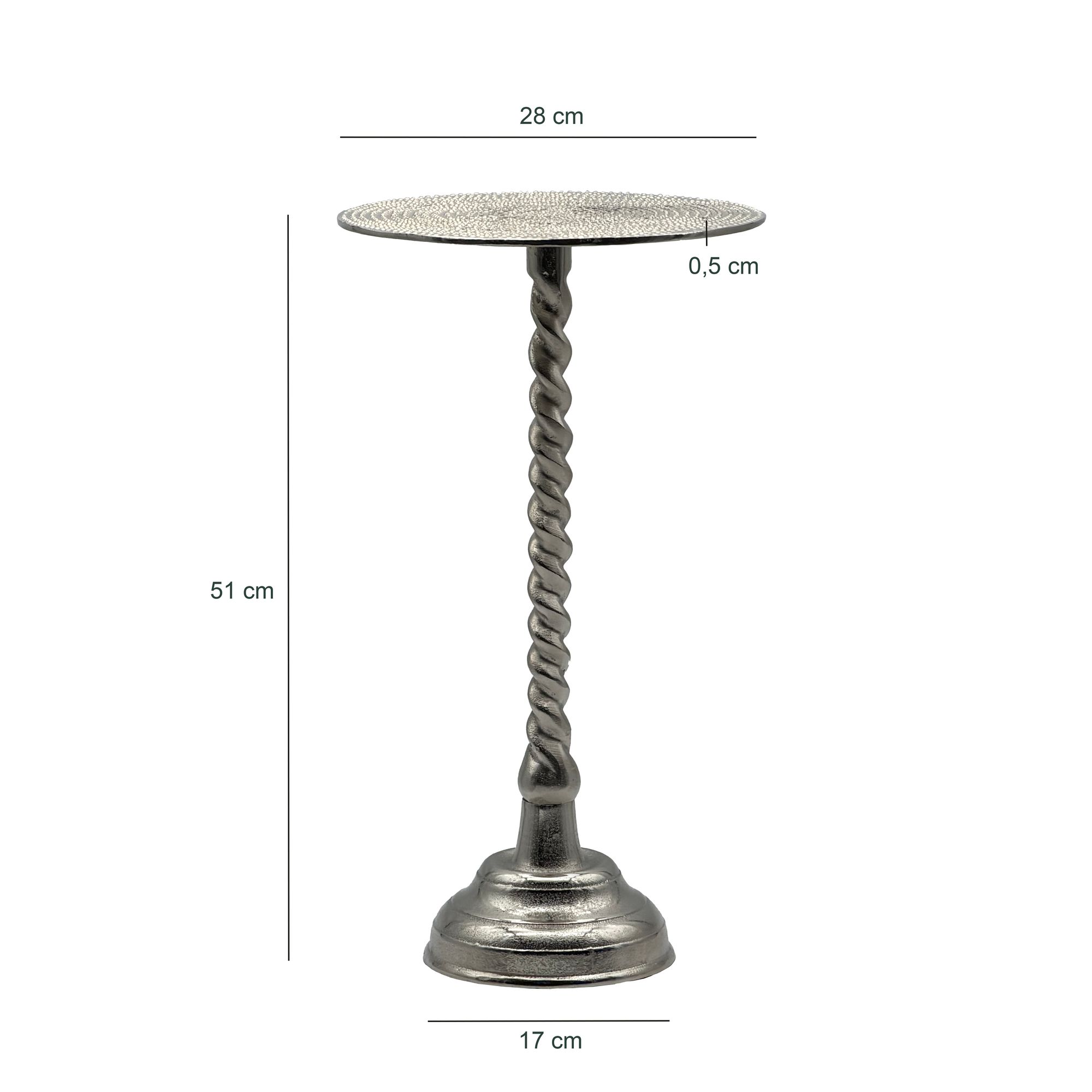 FineBuy Beistelltisch Aluminium 28cm - Kleiner runder Anstelltisch aus Metall silber - Design Wohnzimmertisch - Dekotisch - Couchtisch - Metalltisch Handmade pflegeleicht | Farbe: Silber