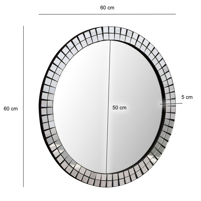 Wandspiegel rund 60cm Dekospiegel Hängespiegel Flurspiegel Wohnspiegel Spiegel – Maßzeichnung