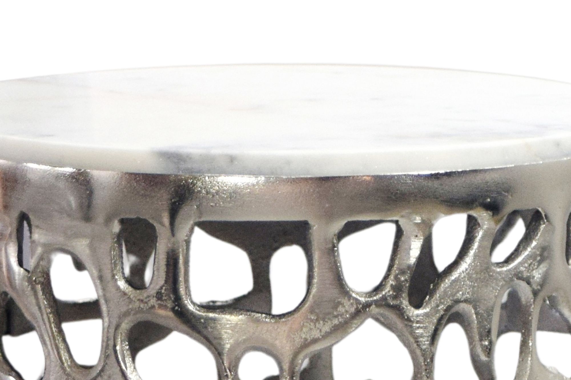 Beistelltisch Alu Metall Couchtisch Wohnzimmertisch Dekotisch Marmor Platte Rund – Ansicht 4