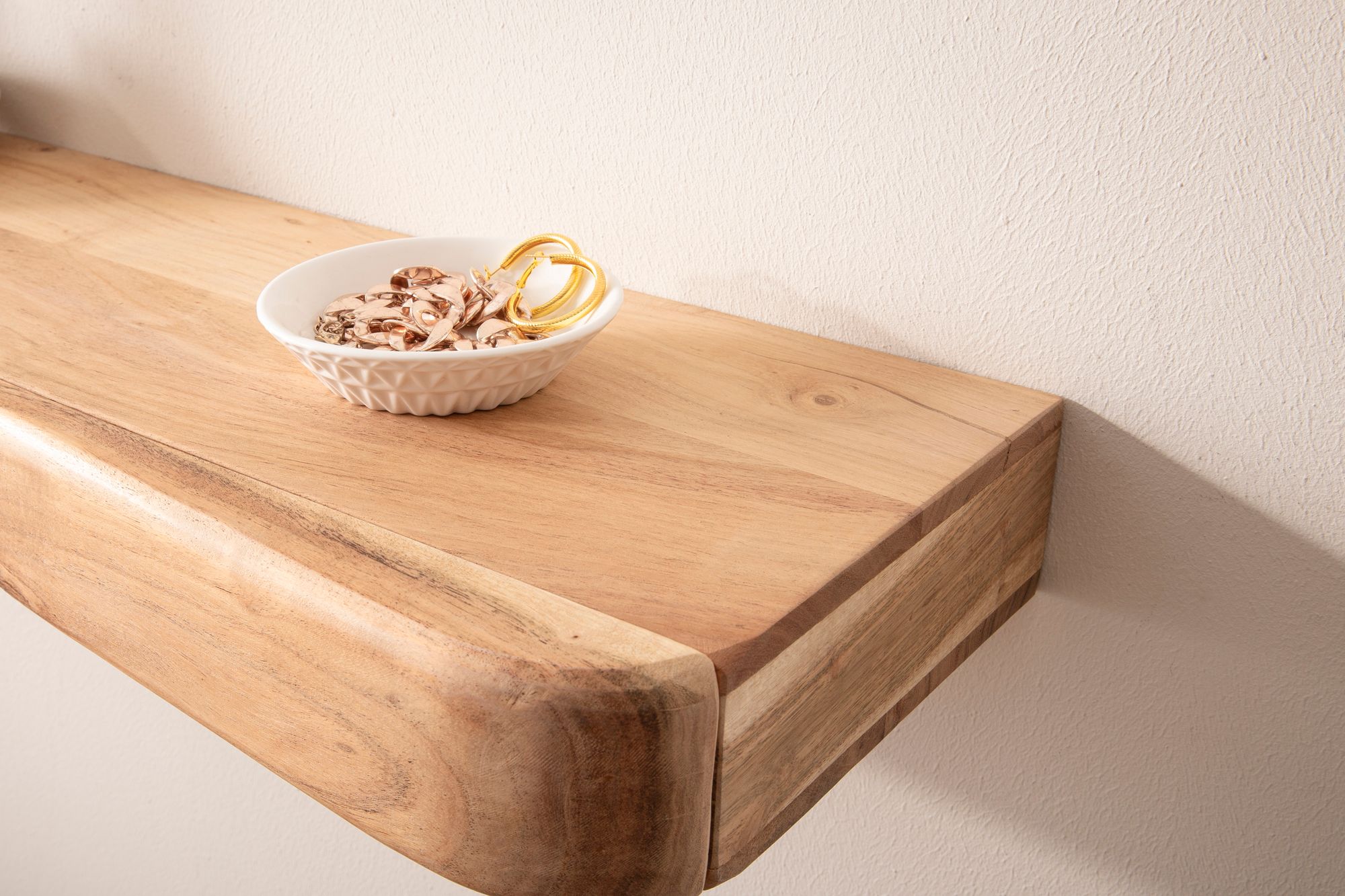 FineBuy Wandregal Akazie Massivholz mit Schublade - Design Regal für die Wand - Holz Wandboard mit Stauraum - Schwebendes Hängeregal aus Echtholz | Farbe: Braun FineBuy Wandregal Akazie Massivholz mit Schublade - Design Regal für die Wand - Holz Wandboard mit Stauraum - Schwebendes Hängeregal aus Echtholz | Farbe: Braun