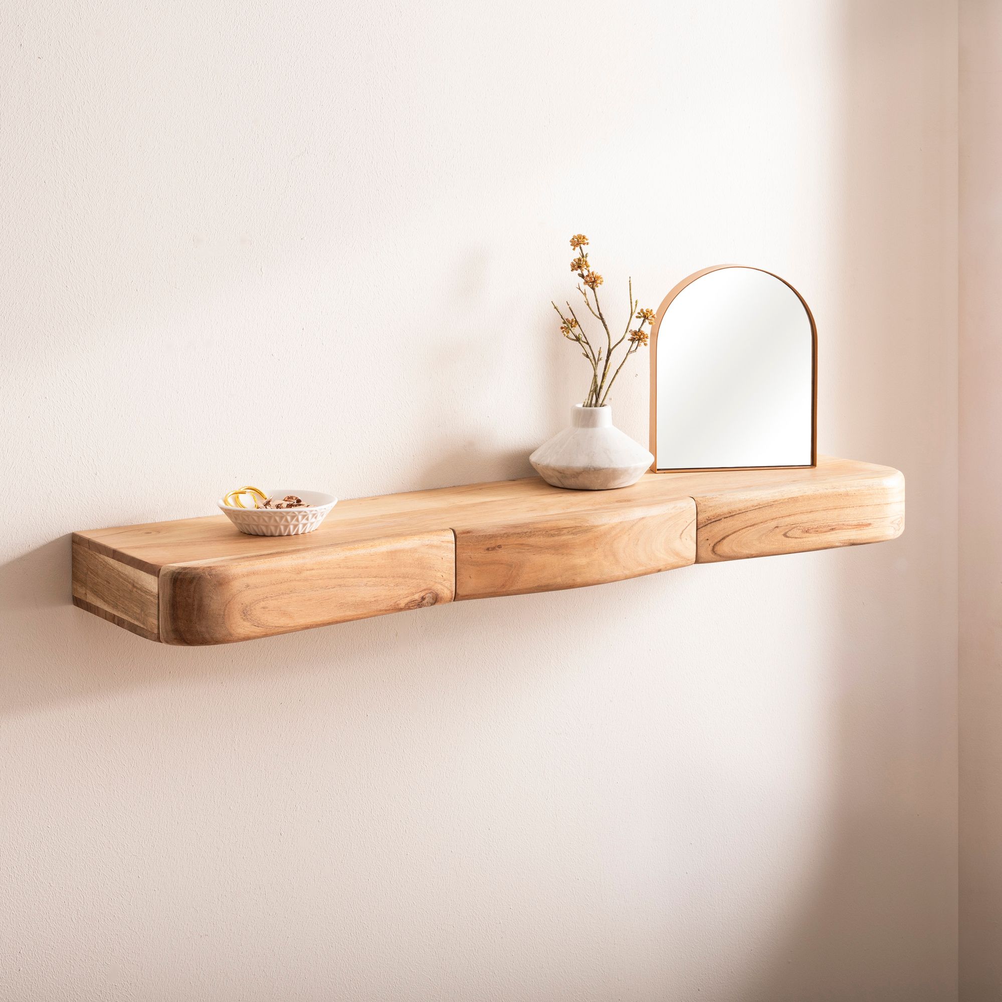 FineBuy Wandregal Akazie Massivholz mit Schublade - Design Regal für die Wand - Holz Wandboard mit Stauraum - Schwebendes Hängeregal aus Echtholz | Farbe: Braun FineBuy Wandregal Akazie Massivholz mit Schublade - Design Regal für die Wand - Holz Wandboard mit Stauraum - Schwebendes Hängeregal aus Echtholz | Farbe: Braun