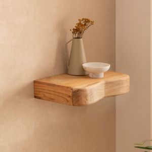 FineBuy Wandregal Akazie Massivholz mit Schublade - Design Regal für die Wand - Holz Wandboard mit Stauraum - Schwebendes Hängeregal aus Echtholz
