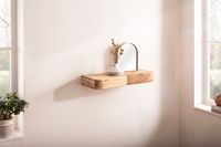 Wandregal Akazie Hängeregal mit Schublade Holz Wandboard Regal für die Wand – Ansicht 2