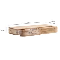 Wandregal Akazie Hängeregal mit Schublade Holz Wandboard Regal für die Wand – Ansicht 3