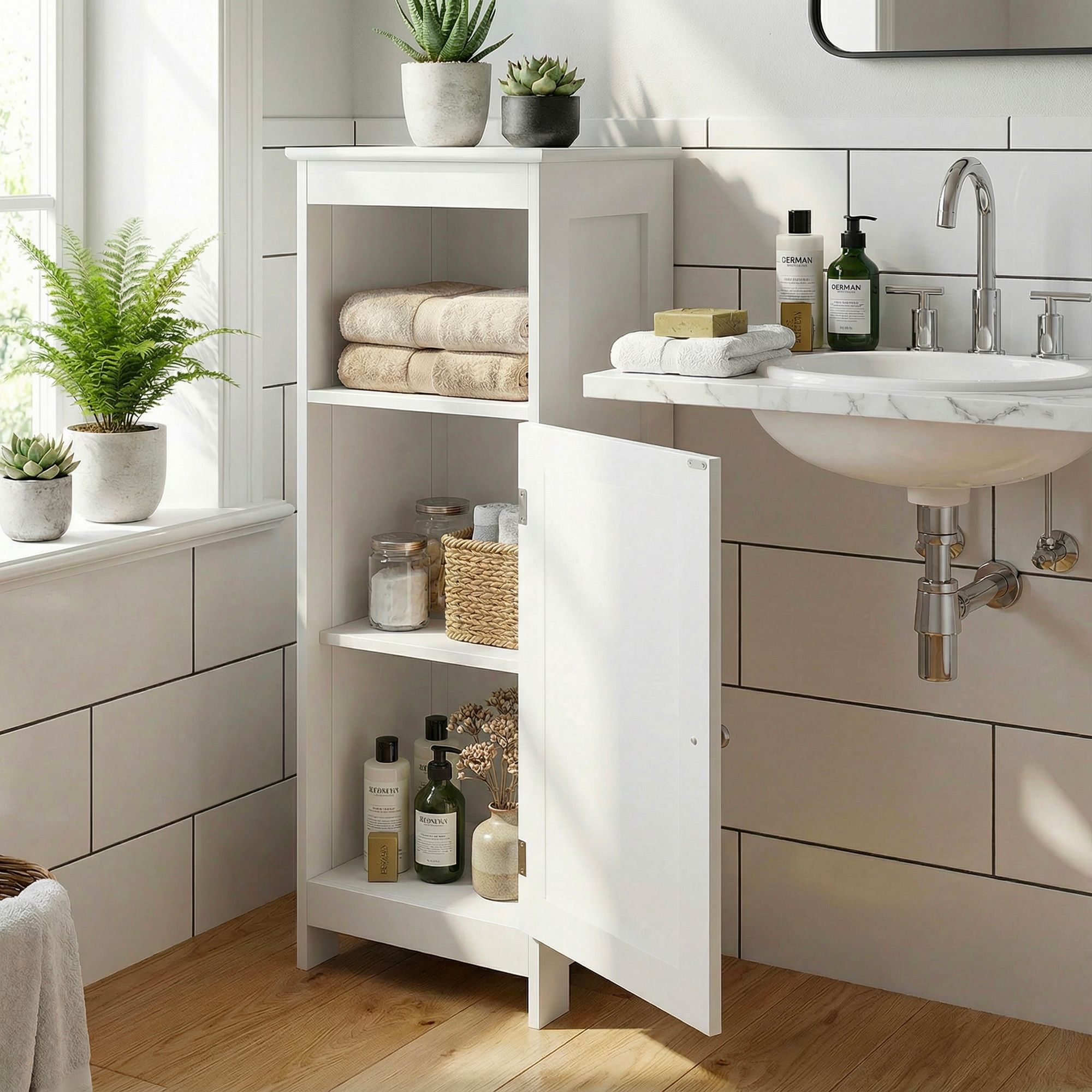 FineBuy Badschrank 80 x 30 x 28 cm Weiß - Schmaler Badezimmerschrank Tür & Ablage Aufbewahrungsschrank Badezimmer Nischenschrank Bad Badezimmerregal | Farbe: Weiß FineBuy Badschrank 80 x 30 x 28 cm Weiß - Schmaler Badezimmerschrank Tür & Ablage Aufbewahrungsschrank Badezimmer Nischenschrank Bad Badezimmerregal | Farbe: Weiß