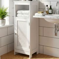 Badschrank Weiß Badezimmerschrank Tür & Ablage Badezimmerregal Regal für Bad – Ansicht 1