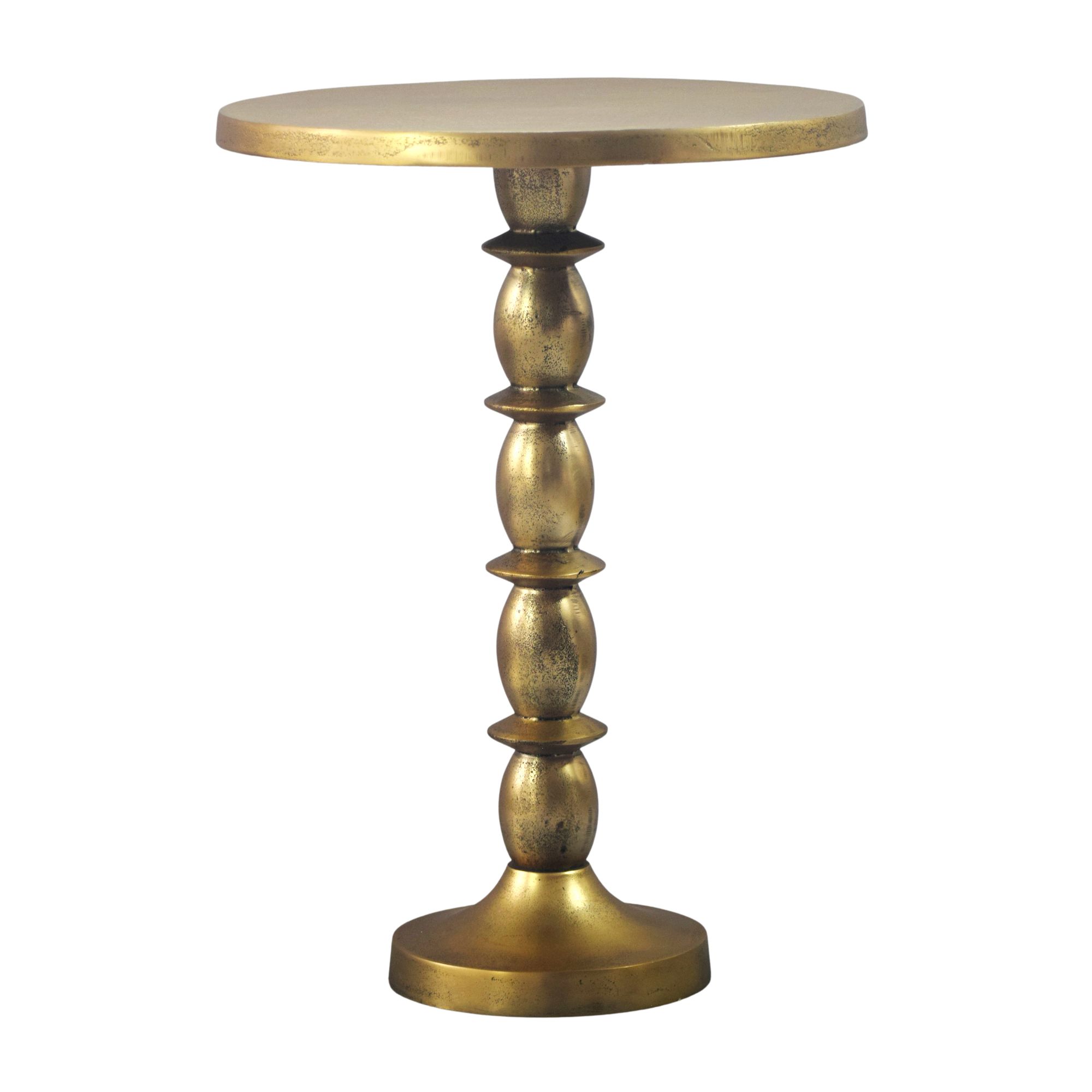 FineBuy Beistelltisch Gold 40cm Aluminium Tisch Rund - Anstelltisch Raw Finish - Design Wohnzimmertisch Dekotisch - Metalltisch Orientalisch Modern - Sofatisch Couchtisch Handmade