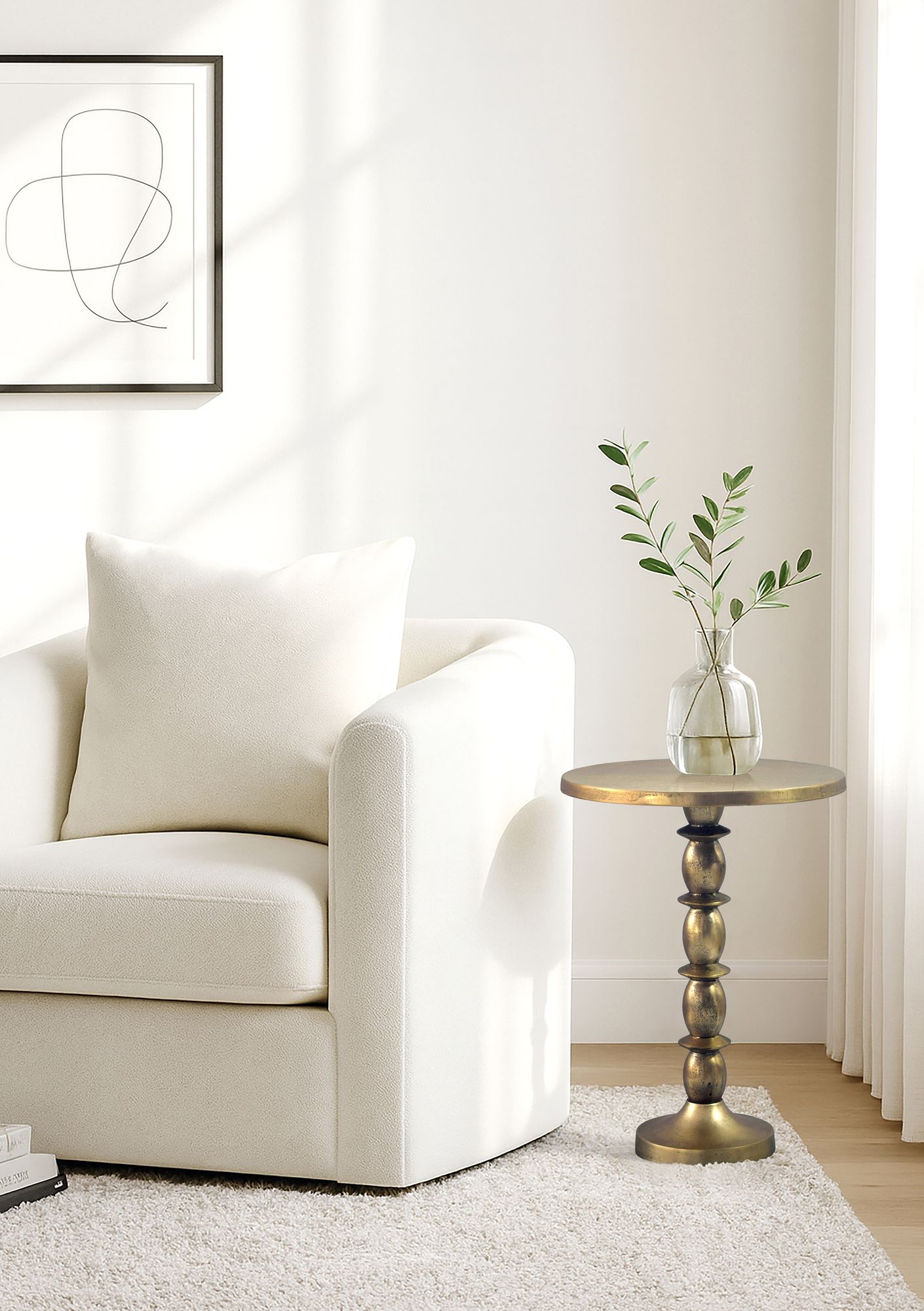 Beistelltisch Alu Gold 40cm Metall Couchtisch Wohnzimmertisch Dekotisch Tisch – Ansicht 2